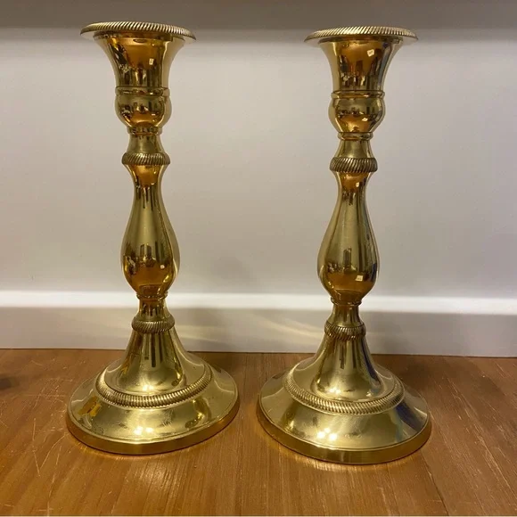 Andrea by Sadek Brass Candlesticks a Pair - Picture 15 of 15